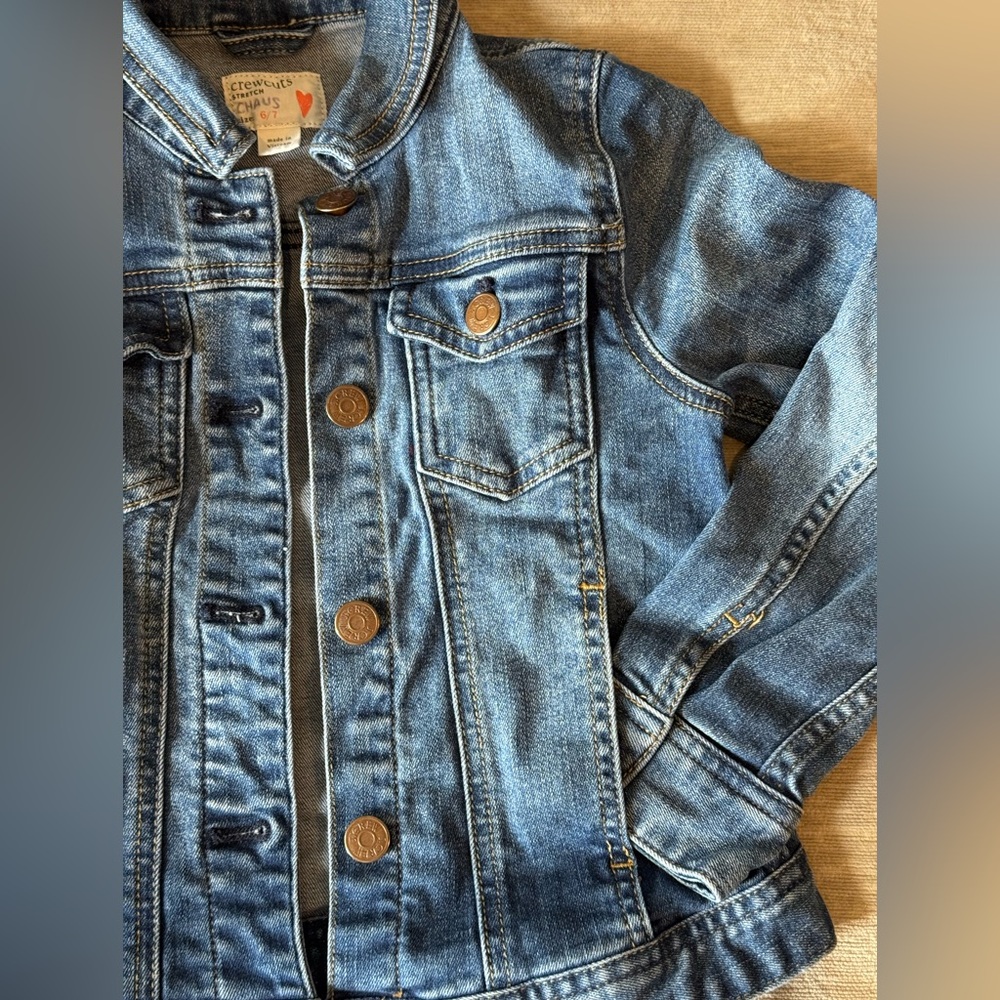 J.Crew Crewcuts Kids Denim Jean Jacket Size 6/7 Girls Classic - Picture 4 of 11